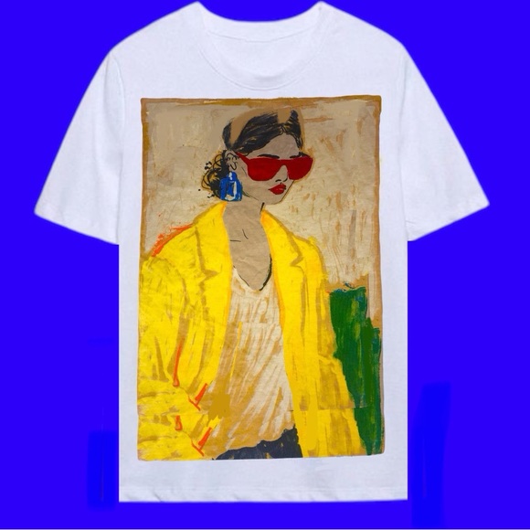 Zara Tops - NWT ZARA Tshirt Portrait Art Shirt Woman glasses Limited Tee Gift